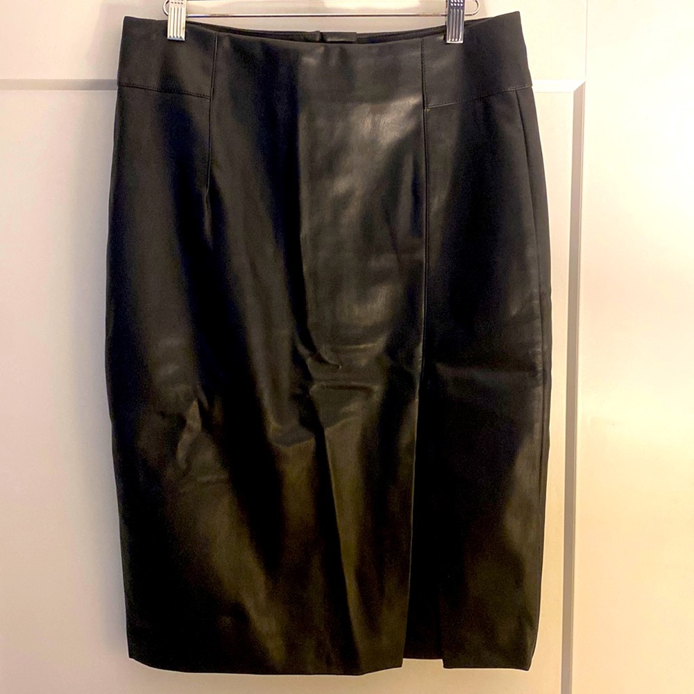 H&M Black Faux Leather Pencil Skirt